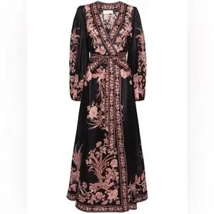 【Zimmermann】Waverly floral cotton wrap dress Waverly floral cotton wrap dress in black - Zimmermann